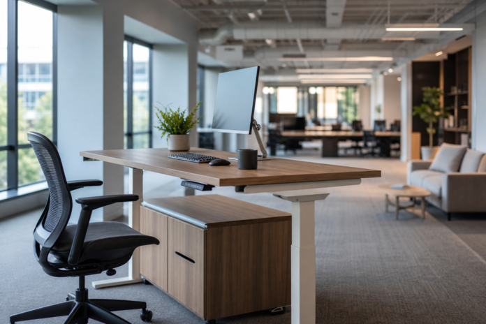 Modern office setup with desk.