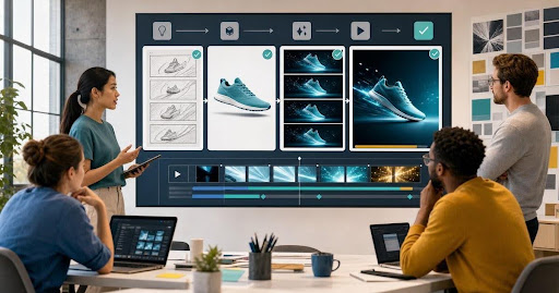 AI video workflow turning campaign ideas into motion assets
